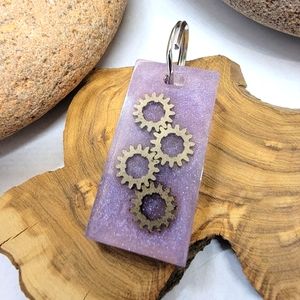 Tiny Gears Keychain - Purple